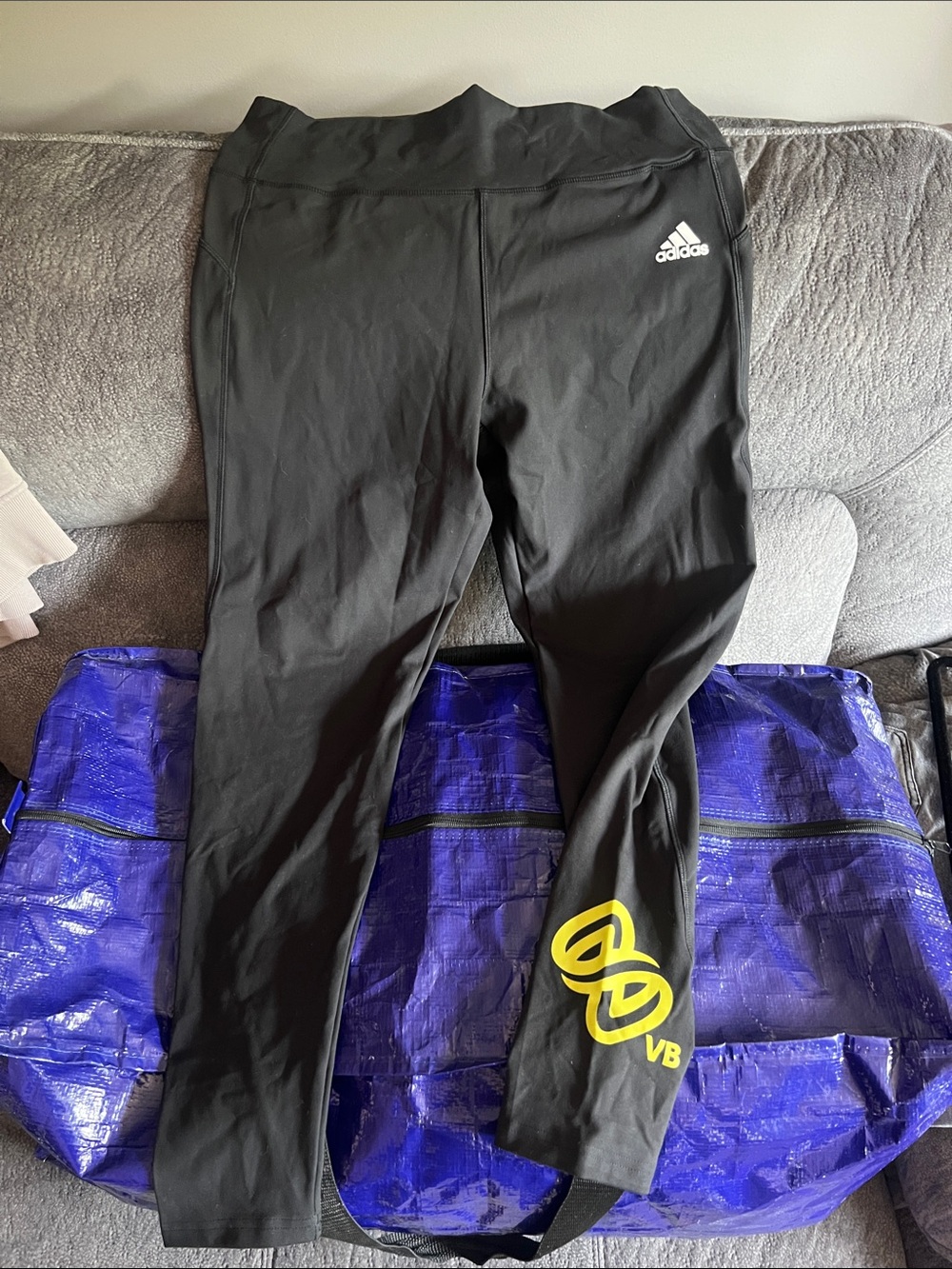 Adidas Women’s Black Athletic Leggings with Yellow SLC Volleyball Logo